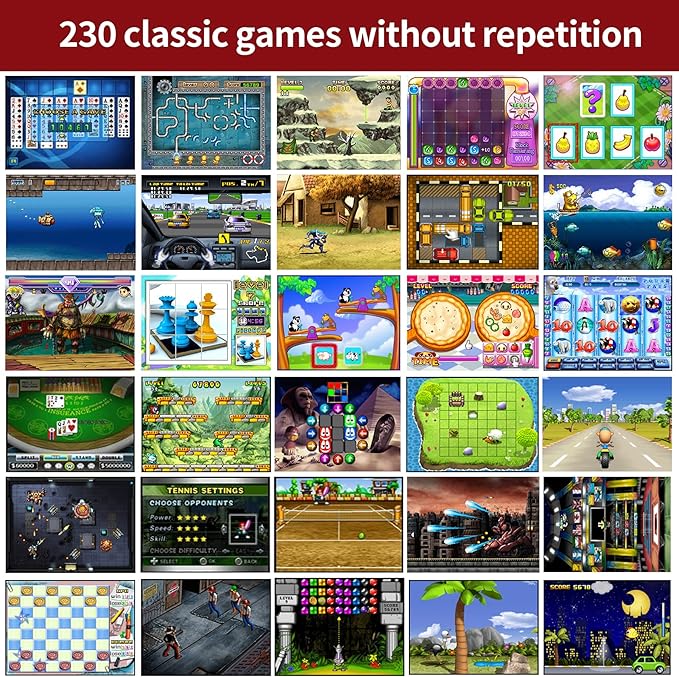 16 Bit Handheld Game for Kids Built-in 230 HD Classic Retro Video Games USB Rechargeable 3.0 Inch Childrens Travel Electronics Toys Portable Gaming Player System Gift for Boys Girls Ages 4-8-12