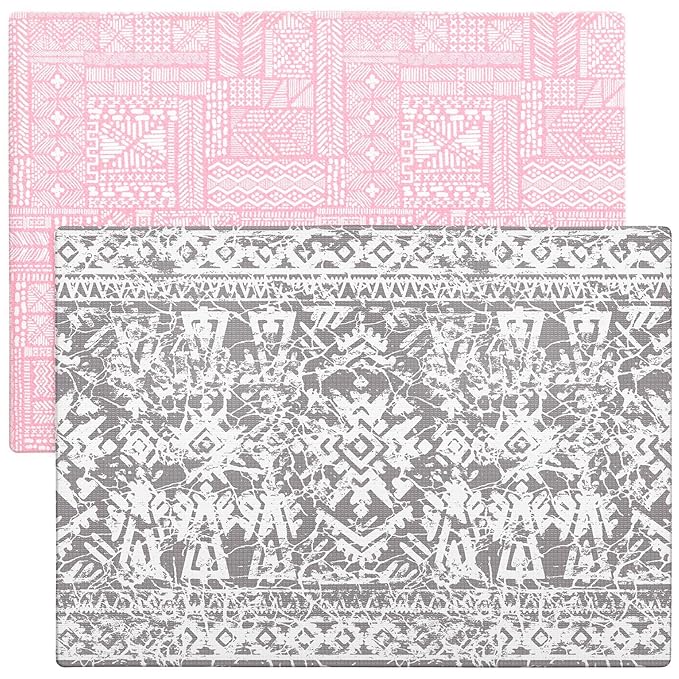 Cushmat Stylish Reversible Foam Play Mat (Large, Explorer - Ash Rose) - Soft, Waterproof, Durable Play mat for Infants, Babies, Toddler, Kids & Grownup - 6.5ft x 4.5ft