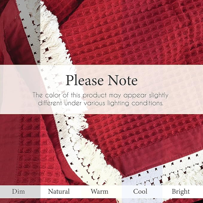 Salt Earth GOTS Certified 100% Organic Cotton Throw Blanket, 55" x 60" Waffle Blankets & Throws for Bed, Throw Blanket for Couch, Modern & Cozy Blanket, All Season,Comfy & Soft Blanket(Red Dahlia)