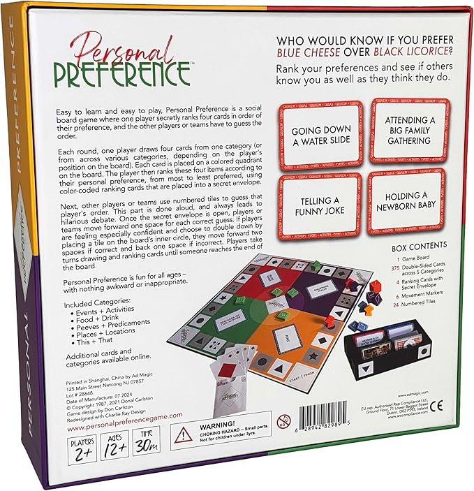 Board Game - The Original Preference Ranking Family Party Game from The 1980s, with 750 All New Cards, 'How Well Do You Really Know Each Other', 2-12 Players (Updated Edition)