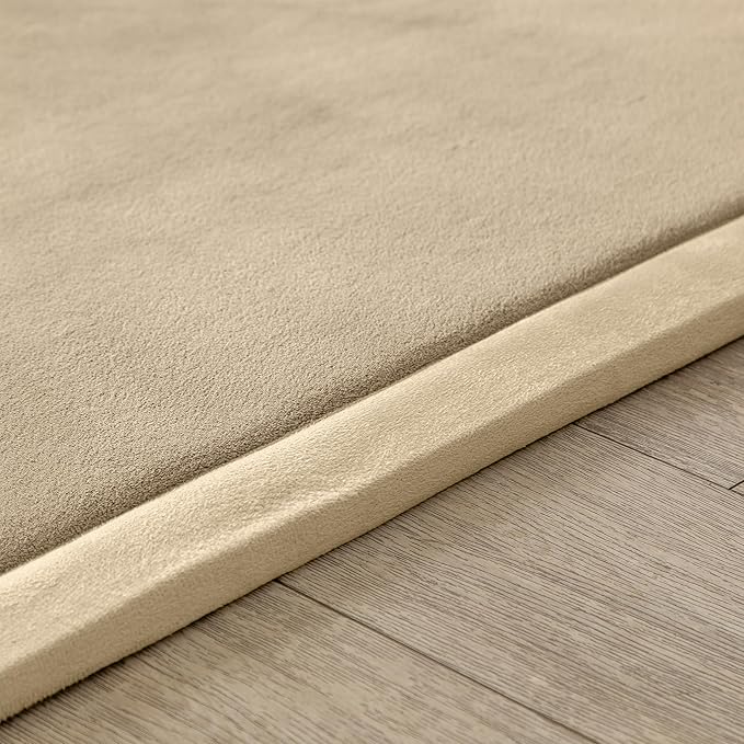 Loartee Coral Velvet Crawling Rug (4'9"x4'9", Brown) for Toddler Children Play Area Rug Yoga Mat Exercise Pad