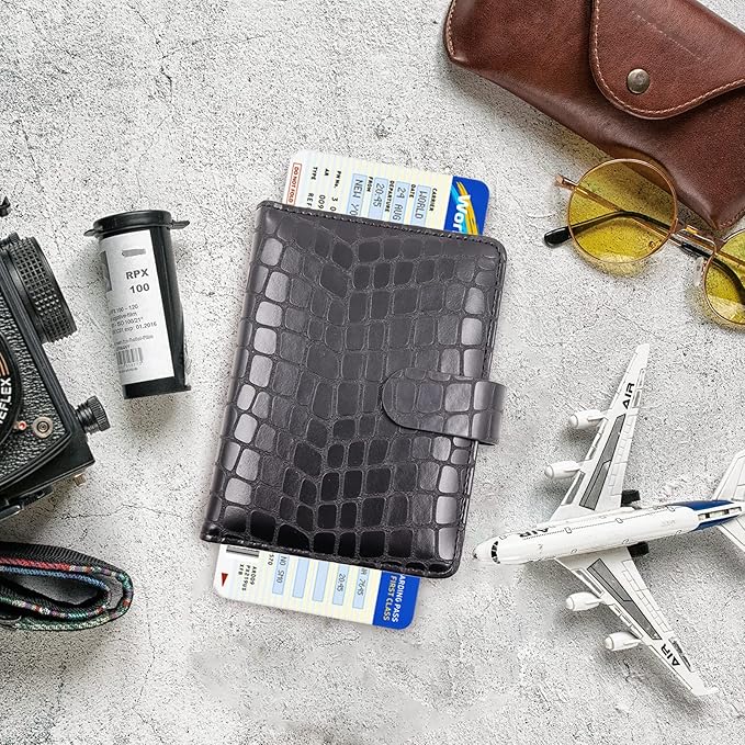 Melsbrinna Rfid Passport Holder for Travel women/Men, Cute Passport Wallet Rfid Blocking Card Slots, Rfid Passport Cover/CaseTravel Wallet, Passport Book Holder (1, Black2)