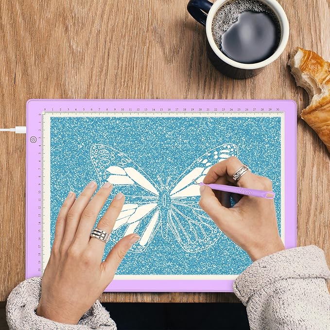 iVyne Corded Light Pad for Weeding Vinyl - A4 Light Box for Drawing - Light Board for Tracing - Light Box for Diamond Painting, Weeding Vinyl, Sketching, Tracing (Purple)