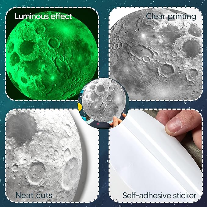 Glow in The Dark Sun for Ceiling, Luminous Planet Wall Sticker, Kids Bedroom Wall Decal, Sticky Fluorescence Sun, Gift for Boys and Girls (Green)