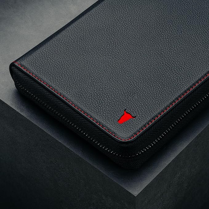 TORRO Premium Leather Family Travel Wallet, RFID Blocking Travel Organizer, Family Passport Holder for 4 Passports, Travel Documents and Cards (Black)