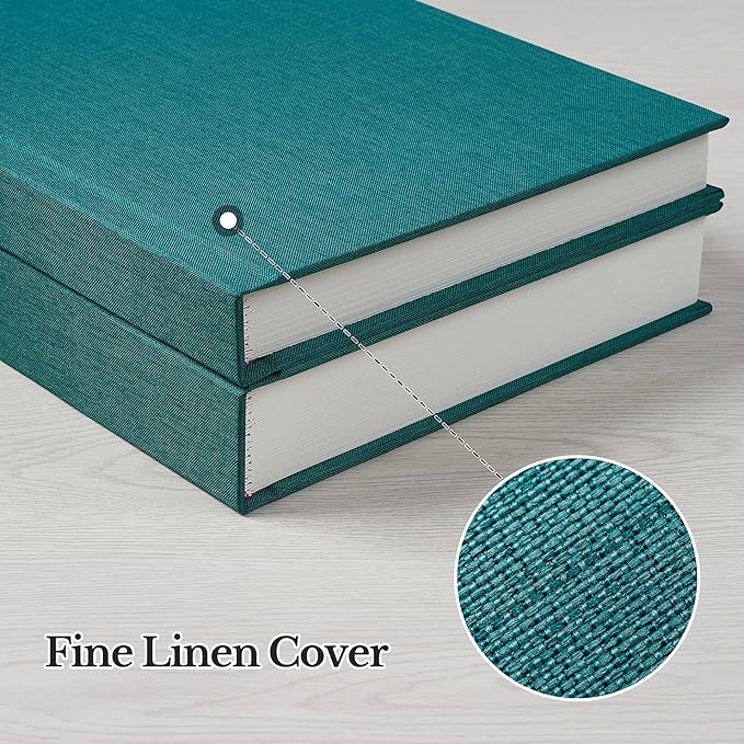 Photo Album 5x7 with Writing Space Linen Cover 5x7 Photo Album Book Holds 30 Photos Ideal for Wedding Theme-Album and Baby Photo Albums (Dark Green,30 Pockets)