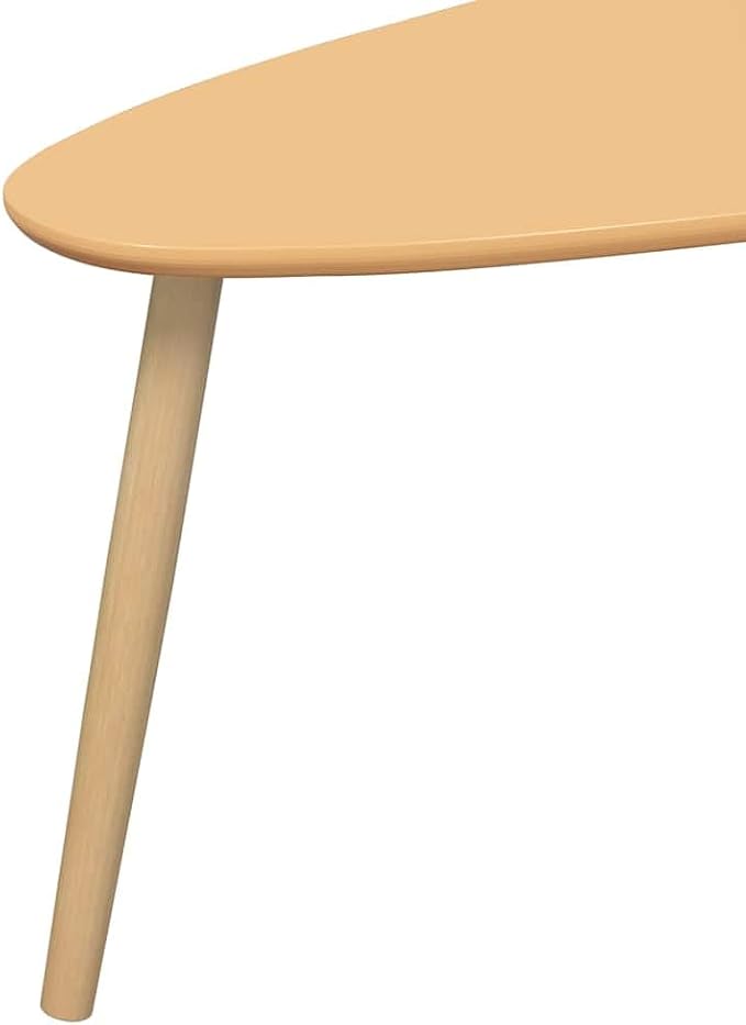 Brown Solid Pine Wood Coffee Table Set of 2, MDF Two-Piece Scandinavian Design - Image 8