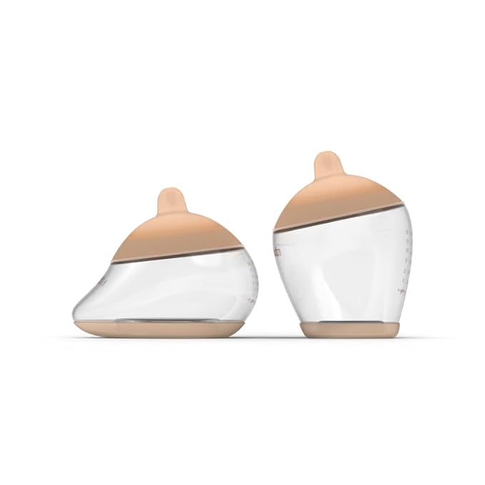 Baby Bottle Starter Kit Includes 2 Bottles 2 Nipples 2 Caps 2 Lids 2 Responsive Flow Valves, Cleaning Brush - Light - Shape 3-RFV