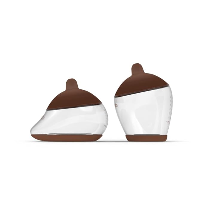 Baby Bottle Starter Kit Includes 2 Bottles 2 Nipples 2 Caps 2 Lids 2 Responsive Flow Valves, Cleaning Brush - Deep - Shape 2-RFV