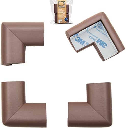 Roving Cove HeftyFit Corner Protector for Baby (4 Large Corners), Heavy-Duty Soft Rubber Foam Furniture Corner Bumper Guards, 3M Adhesive Pre-Taped, Coffee Brown