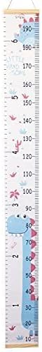 Kids Growth Chart, Wood Frame Fabric Canvas Height Measurement Ruler from Baby to Adult for Child's Room Decoration 7.9 x 79in (7.9 x 79in, Blue Dinosaur)