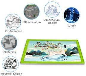 LitEnergy A3 LED Copy Board Light Tracing Box, Ultra-Thin Adjustable USB Power Artcraft LED Trace Light Pad for Tattoo Drawing, Streaming, Sketching, Animation, Stenciling (Green)