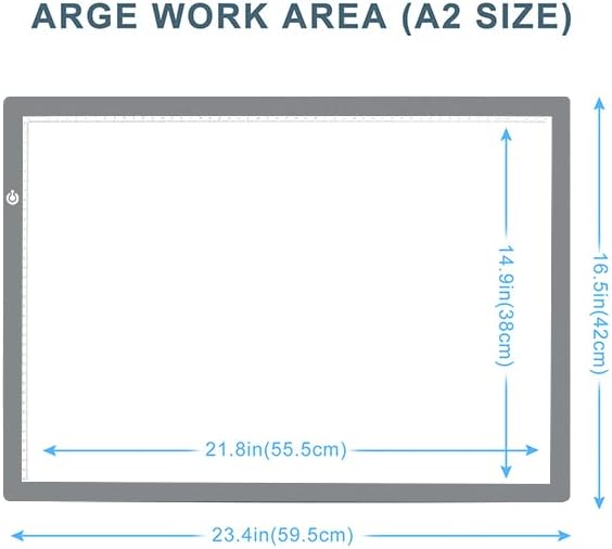 LitEnergy A2 LED Copy Board Light Tracing Box, Ultra-Thin Adjustable Artcraft LED Trace Light Pad for Tattoo Drawing, Streaming, Sketching, Animation, Stenciling (Silver)