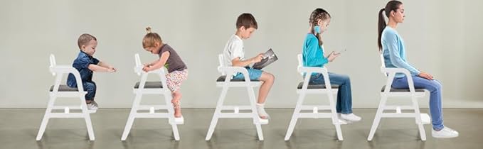 Solid Wood high Chairs for Toddlers,High Chair Grows with Kid for Dining, Study Chair for Children, White