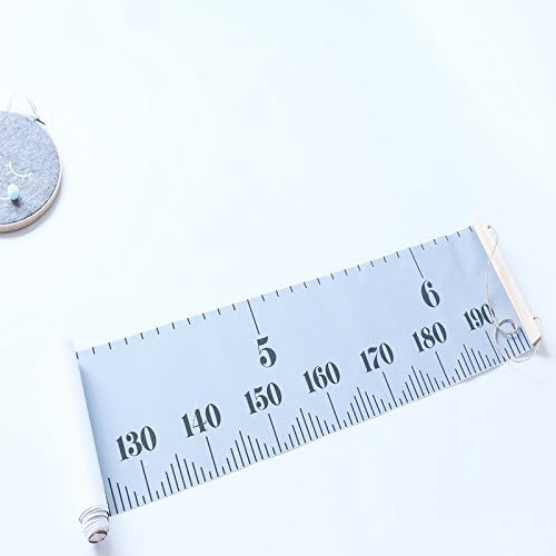 Kids Growth Chart, Wood Frame Fabric Canvas Height Measurement Ruler from Baby to Adult for Child's Room Decoration 7.9 x 79in (7.9 x 79in, Gray)