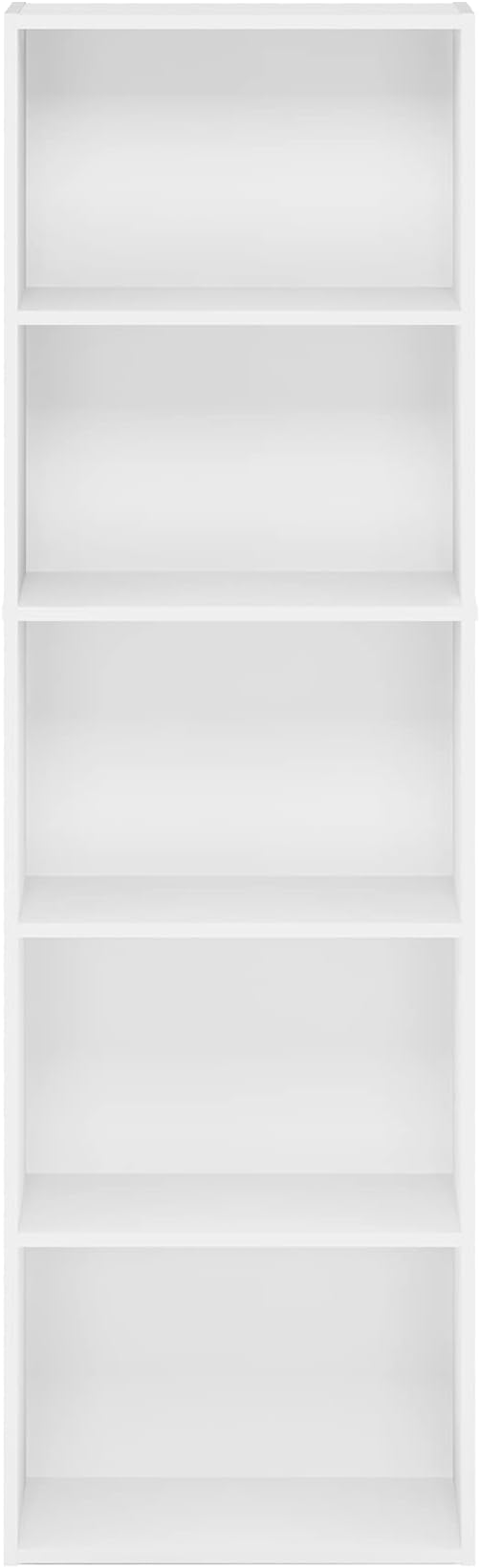 Furinno Luder Bookcase / Book / Storage , 5-Tier, White