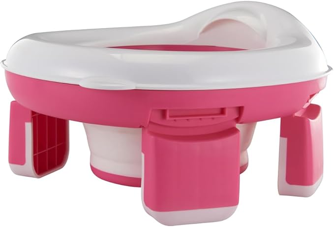 Kids Travel Potty | Foldable Car Potty | Potty Training Toilet w/Travel Bag & Potty Liners for Indoor and Outdoor (Pink)