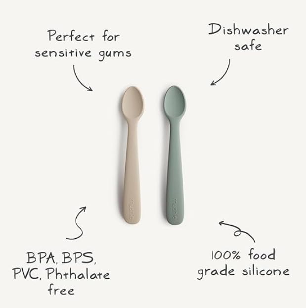 mushie Silicone Baby Feeding Spoons | 2 Pack (Ivory)