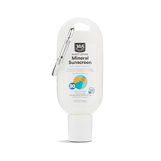 365 by Whole Foods Market, Sport Lotion Mineral Sunscreen, SPF 30, Water Resistant (80 Minutes), 1.5 Fl Oz