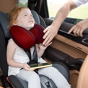 INFANZIA Kids Chin Supporting Travel Neck Pillow, Helps Support Head and Neck, Comfortably Designed for Head, Neck, and Chin Support - Gifts for Toddler/Child/Kids, Red