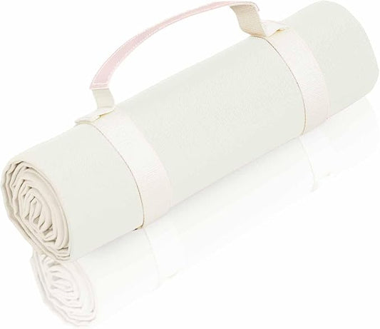 4’9” x 6’3” White Lightweight Water-Resistant Canvas Mat – Picnic, Outdoor, Beach, Park, Camping, Toy Mat