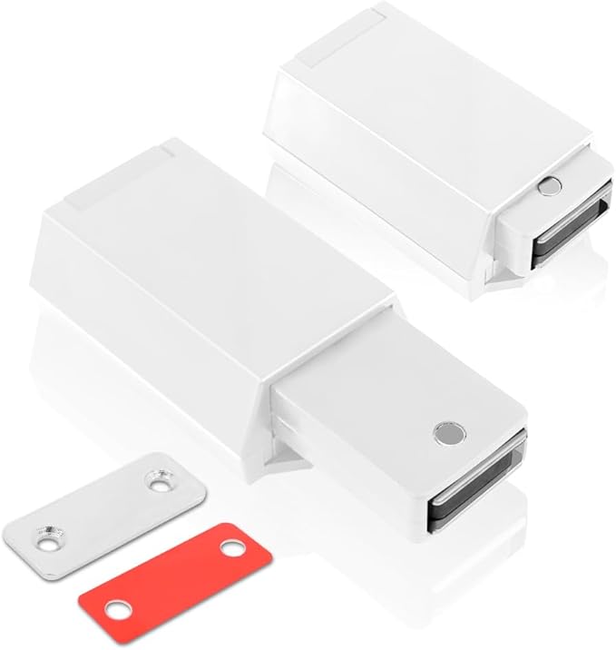 Heavy Duty Push to Open Door Latch, 5 Pack White Magnetic Push Latches, Hidden Push Touch Latch Hardware for Push to Open Cabinet, Magnetic Door Catch for Cabinet Drawer Wardrobe Kitchen Door