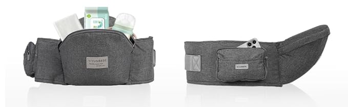 Baby Hip Carrier, Baby Carrier with Adjustable Waistband & Breathable Mesh, Ergonomic Carrier with Non-Slip Hip Seat Surface for Newborns & Toddlers, Grey