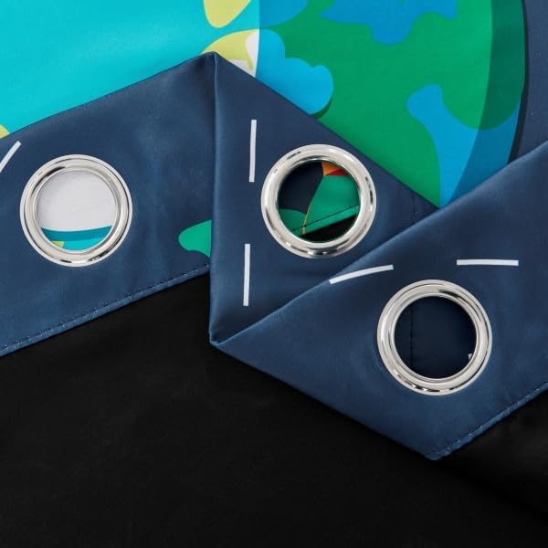 Kids Space Themed Blackout Curtains - 2 Panels, Each W52×L54, 100% Blackout, Perfect for Bedroom and Nursery, Energy Saving with Vibrant Cosmos Patterns