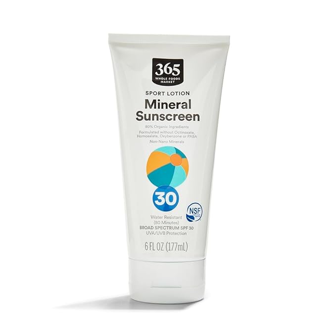 365 by Whole Foods Market, Sport Lotion Mineral Sunscreen, SPF 30, Water Resistant (80 Minutes), 6 Fl Oz