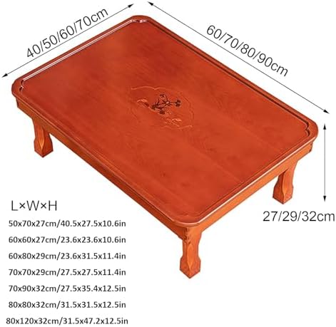 Korean Square Folding Coffee Table, Solid Wood Low Dining Table - Image 2