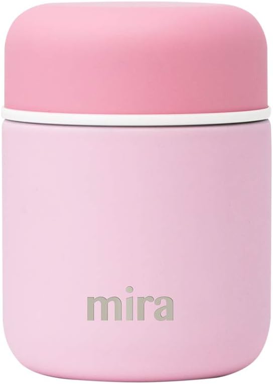 MIRA 9oz Insulated Food Jar Thermo for Hot Food & Soup, Compact Stainless Steel Vacuum Lunch Container - Pink