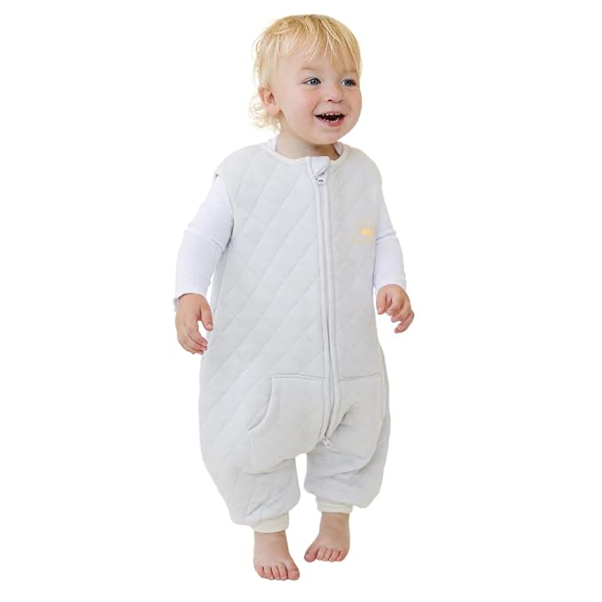 Tealbee Dreamsuit: Toddler Sleep Sack with Feet 2T 3T - 1.2 TOG All Season Baby Wearable Blanket for Walkers - Rayon made from Bamboo, Organic Cotton Sleep Bag - Sunshine