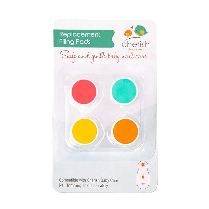 Replacement Filing Pads for Cherish Baby Care Electric Baby Nail Trimmer - Includes 4 Filing Discs for Newborn to Toddler