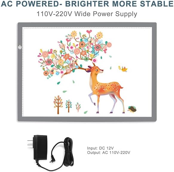 LitEnergy A2 LED Copy Board Light Tracing Box, Ultra-Thin Adjustable Artcraft LED Trace Light Pad for Tattoo Drawing, Streaming, Sketching, Animation, Stenciling (Silver)