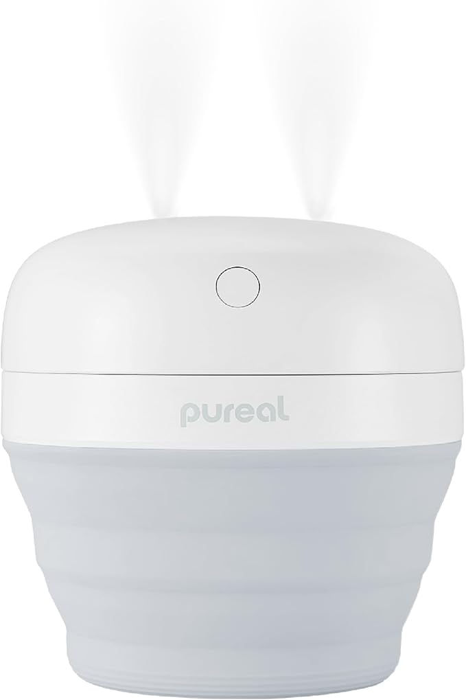 Pureal Foldable Mini Humidifier, 500ML Portable Small Cool Mist for up to 10 Hrs, for Baby Bedroom Travel Office Home, Auto Shut-Off, 3 Mist Modes, Super Quiet