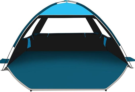 COMMOUDS Beach Tent Sun Shade for 3/4-5/6-7/8-10 Person, UPF 50+ Beach Sun Shelter Canopy Tent, Lightweight, Easy Set Up and Carry