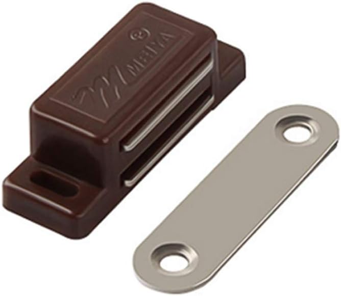 Cabinet Magnet Latch - Best for Cabinet Doors, Cupboards, Drawers and Shutters - Cabinet Magnetic Latch Easy Install - Magnetic Cabinet Catch Screws Included - Set of 12（Brown）