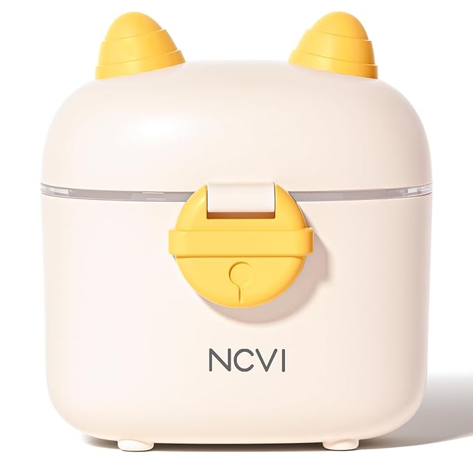 NCVI Formula Dispenser On the Go, Portable Baby Travel Milk Powder Formula Container Holder to Go with Scoop Suitable for Diaper Bag Backpack, Ready to Brew Milk Newborn Infant (White Sheep)