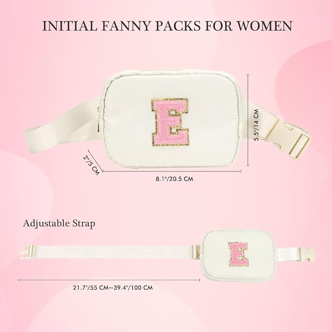 YOOLIFE Fanny Packs for Women - Initial Crossbody Bags for Women Belt Bag White Small Cross Body Bag for Woman Sling Bag Travel Gifts for Women D, Beige