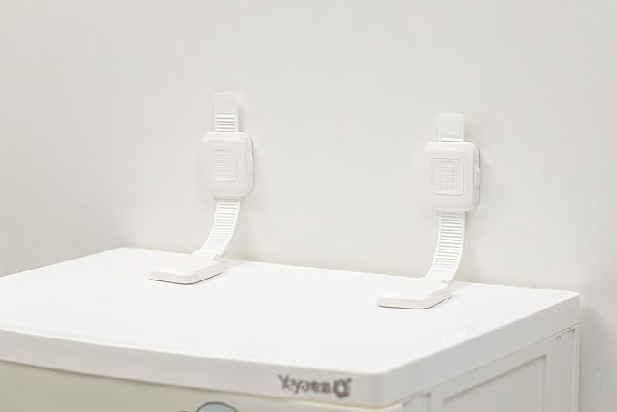 YEYA Upgraded No Drill Furniture Anchors for Baby Proofing, Anti-Tip Adjustable Straps, 4 Pack