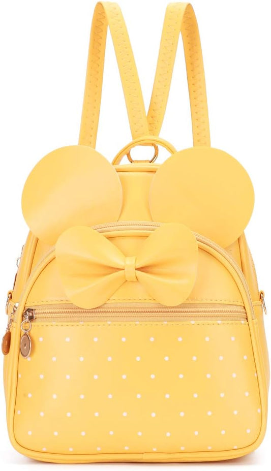 KL928 Girls Bowknot Polka Dot Cute Mini Backpack Small Daypacks Convertible Shoulder Bag Purse for Women