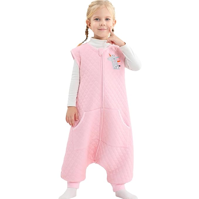 Baby Toddler Sleep Sack with Feet 2.5 TOG Winter, Wearable Blanket with Legs, Toddler Sleeping Sack Long Sleeve (Pink, 12-24 Month)