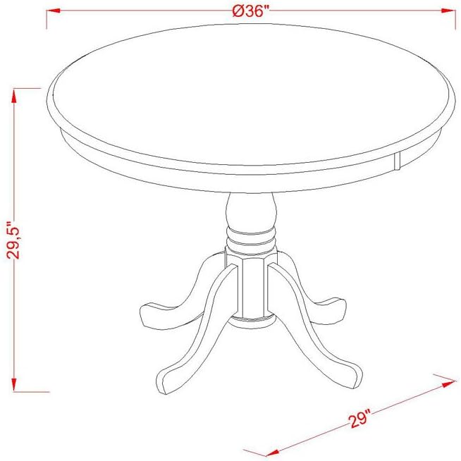 East West Furniture ANVA5-LWH-W 5 Piece Kitchen Table Set - Image 10