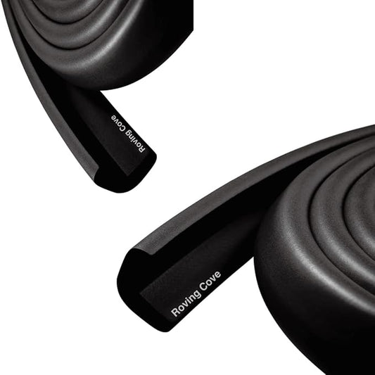 Roving Cove HeftyFit Edge Protector for Baby Proofing (12ft Large Edge Only), Heavy-Duty Soft Rubber Foam Furniture Edge Bumper Guard, Desk Edge Cushion, Wall Corner Covers, 3M Adhesive, Onyx Black