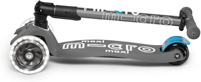 Micro Kickboard - Maxi Deluxe Foldable LED - Three Wheeled, Lean-to-Steer, Fold-to-Carry Swiss-Designed Micro Scooter for Kids with Motion-Activated Light-Up Wheels for Ages 5-12