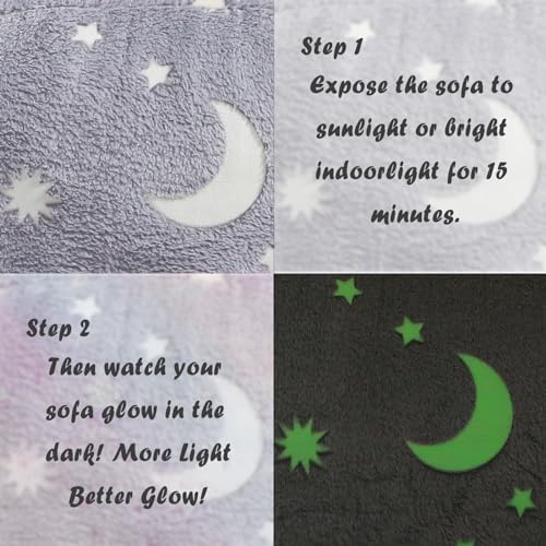 Toddler Chair, Glow in The Dark Kids Sofa Bean Bag Chair for Kids Children Couch Toddler Mini Sofa Armrest for Children, Lightweight Children Sofa(Moon Grey)