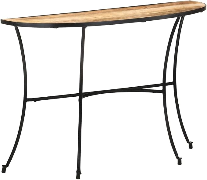 Solid Mango Wood Half Circle Side Table - Image 3