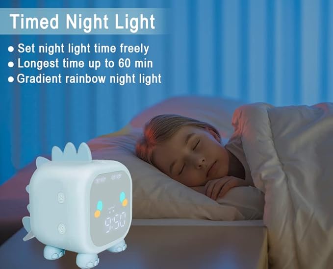 Kids Dinosaur Alarm Clock Boys Blue Alarm Clocks with Night Light Digital Alarm Clock for Kids Boy Children