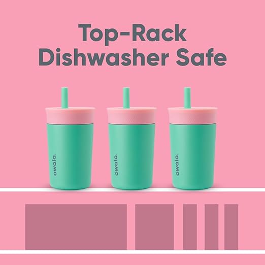 Owala Kids Insulation Stainless Steel Tumbler with Spill Resistant Flexible Straw, Easy to Clean, Kids Water Bottle, Great for Travel, Dishwasher Safe, 12 Oz, Pink and Teal (Real Cool Fish)