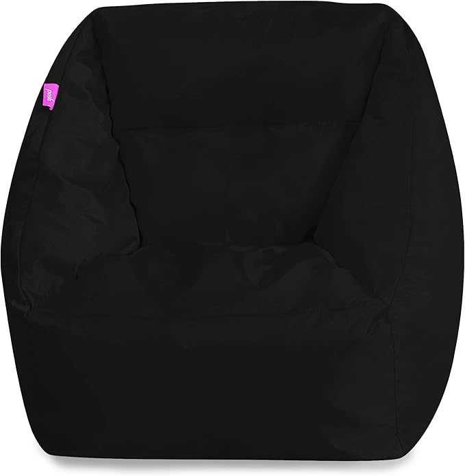 Posh Creations Bean Bag Chair Structured Seat for Kids, Teens and Adults, Comfy Chair for Gaming, Reading and Watching TV, Coronado Chair, Microsuede - Black